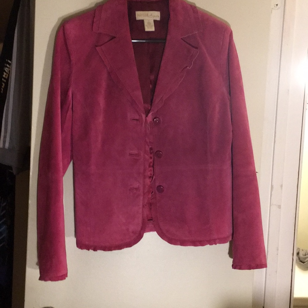 Ladies fushia suede blazer
